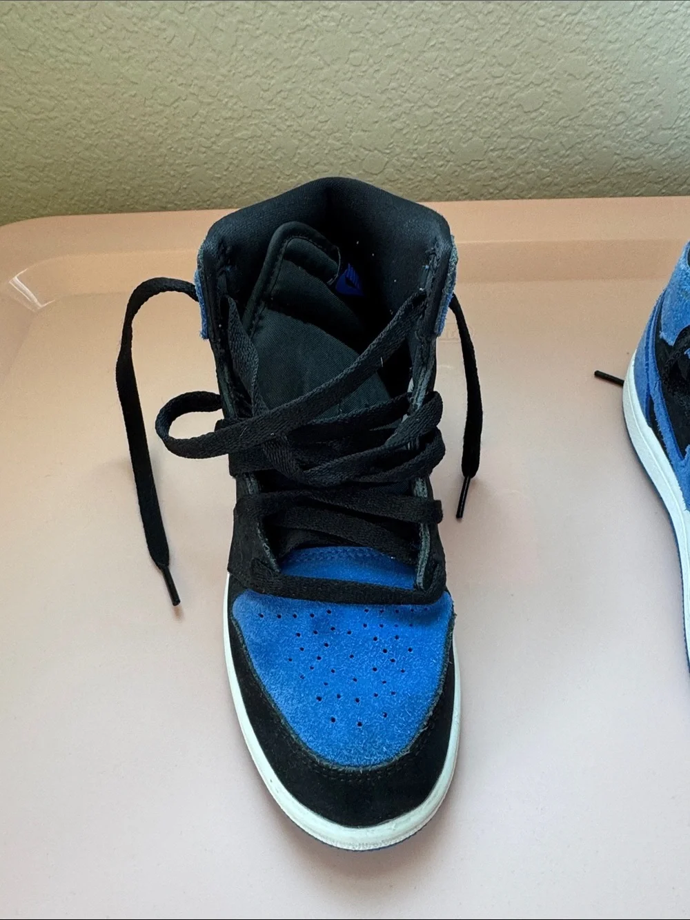 Nike Air Jordan 1 Retro High Youth Suede Sneakers Blue and Black Size 3Y